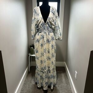 Free People Elegant Blue Floral Maxi Dress